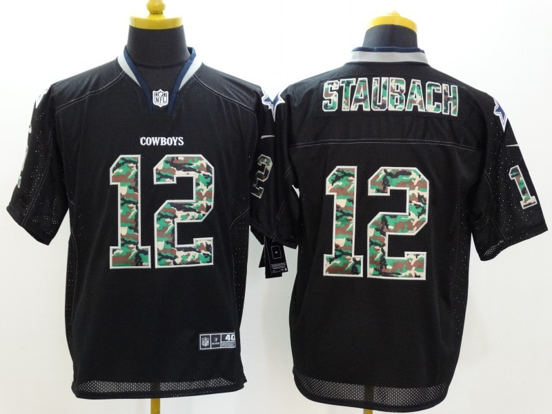 Dallas Cowboys 12 Staubach Black Nike Elite Camo Fashion Jerseys